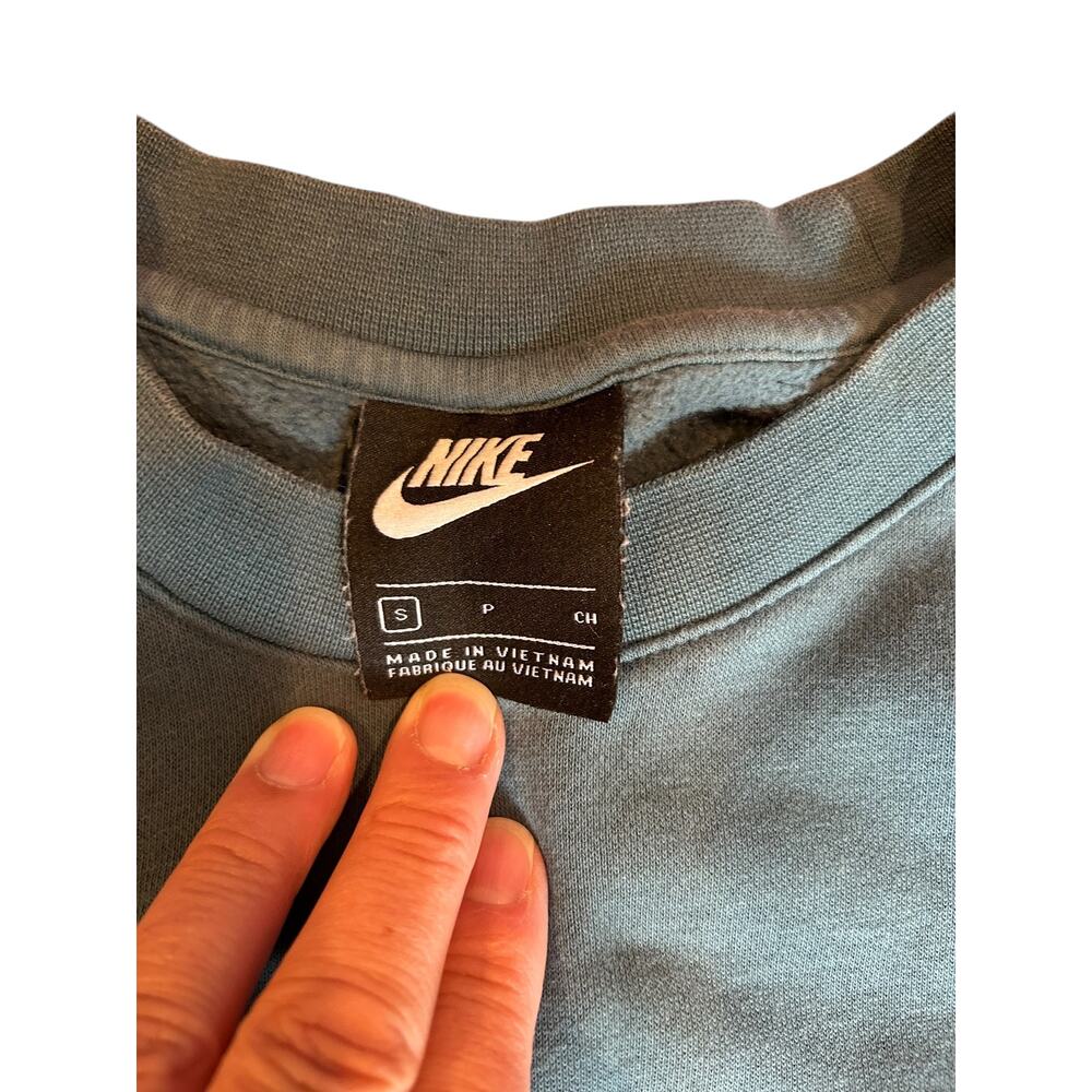 NIKE Swoosh Men's Blue Label Sweatshirt MEDIUM Y2K Vintage Crew Neck - Picture 3 of 9